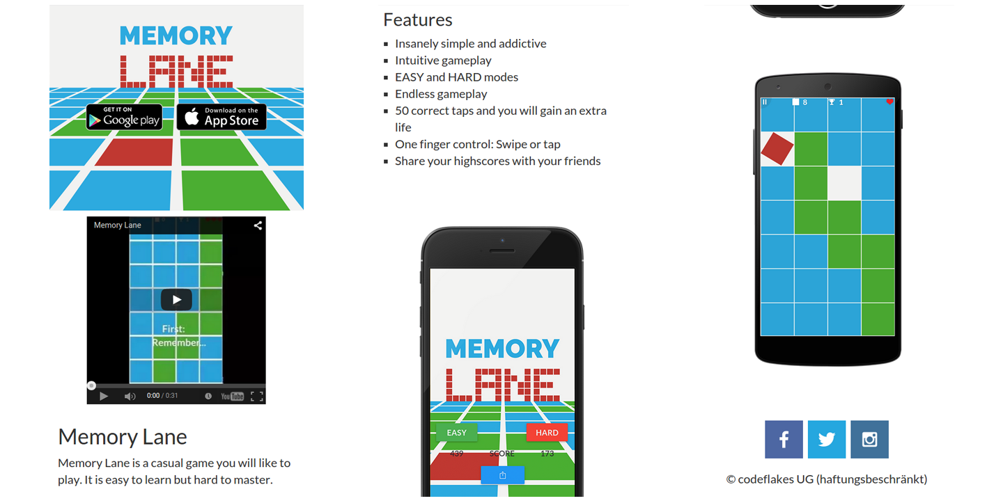 Memory Lane Microsite